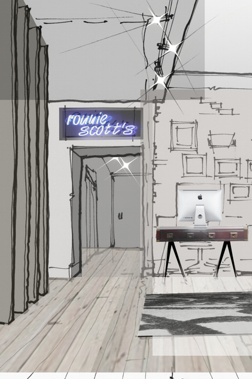 Sketch: office design proposal for Ronnie Scott's